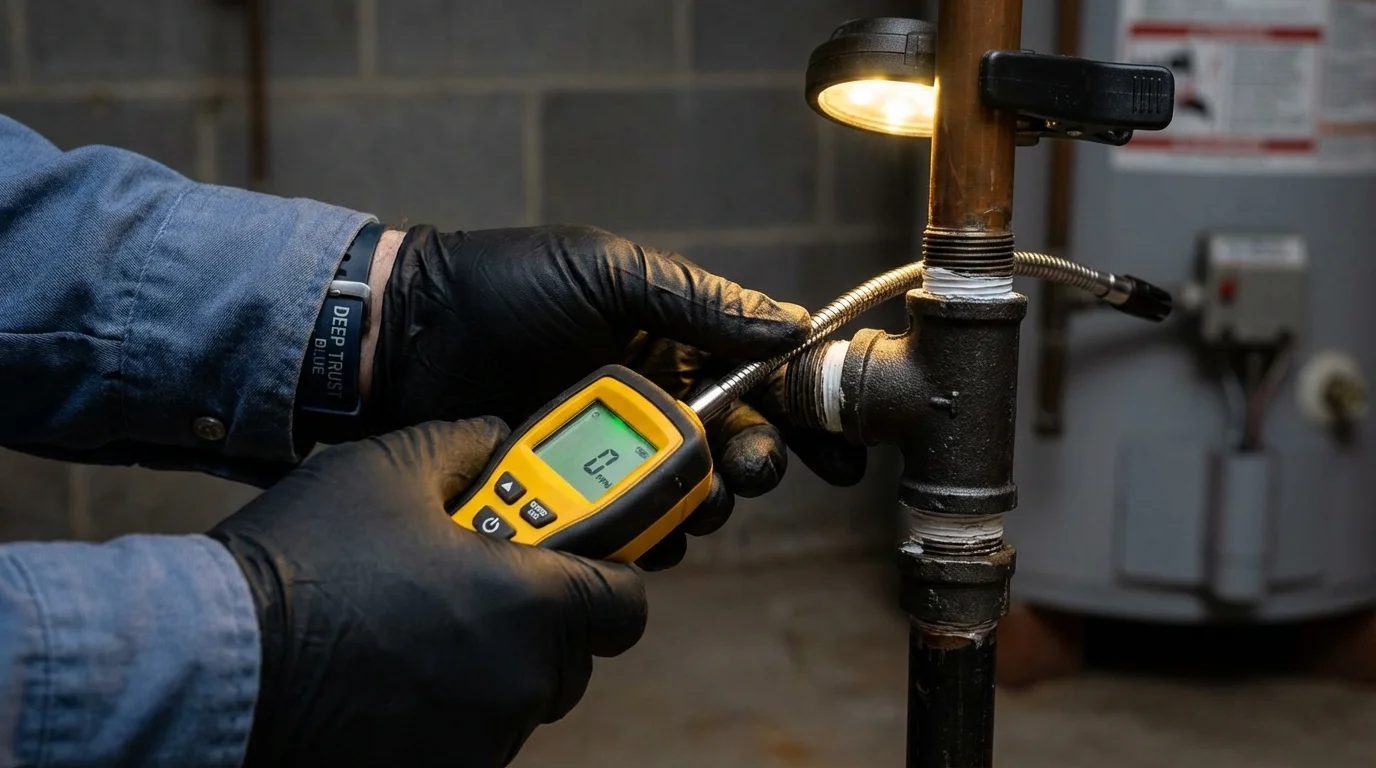 Gas leak detection with electronic sniffer by Johns Plumbing LLC in Allison Park