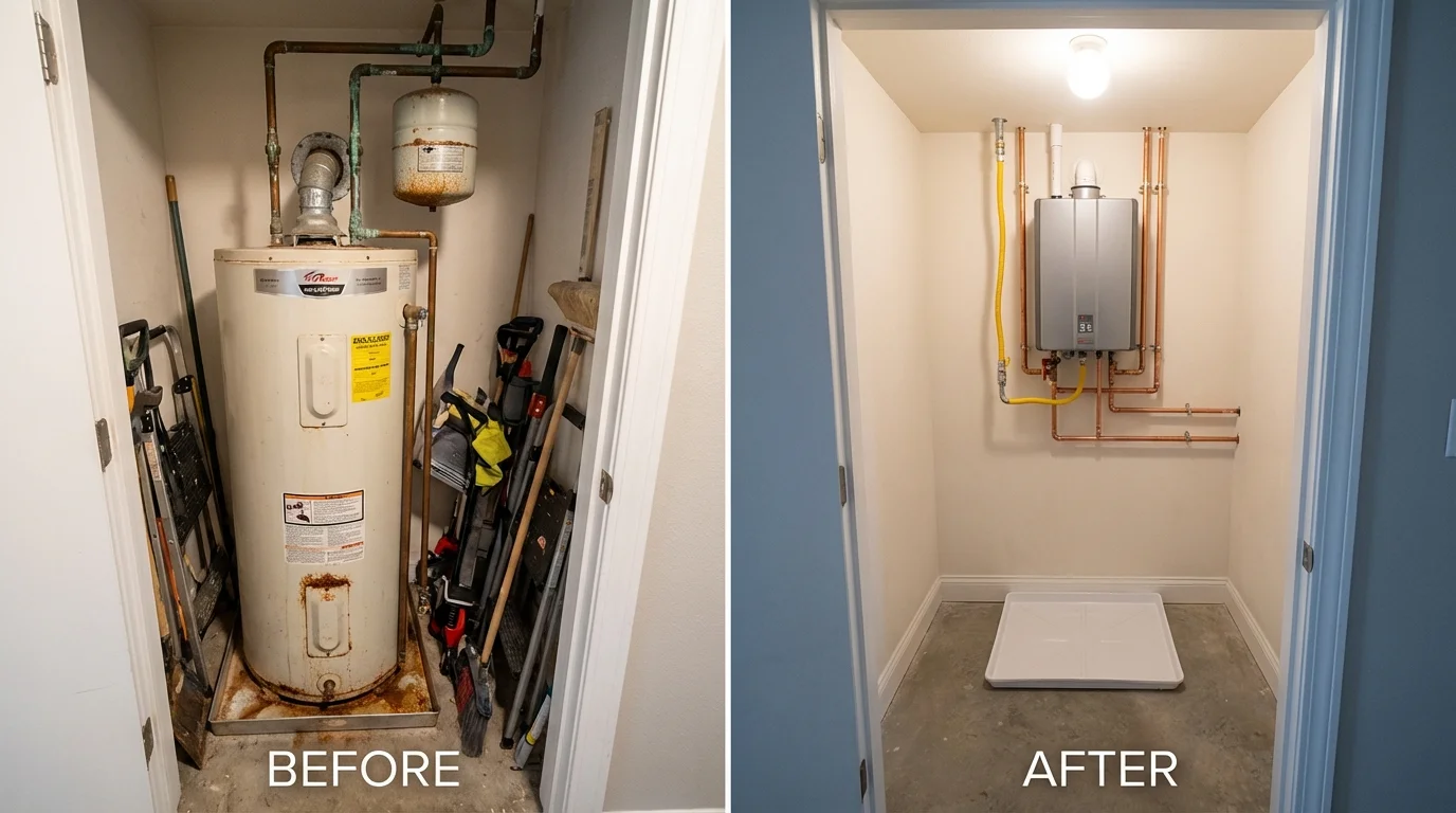 Tank water heater versus wall-mounted tankless unit comparison for Allison Park, PA homeowners